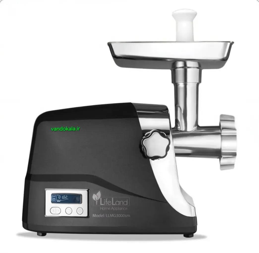 چرخ گوشت لایف لند دیجیتال - Life Land MG3000 Digital نمای جانبی چرخگوشت لایف لند مدل LLMG3000sm با نمایشگر دیجیتال و سینی استیل