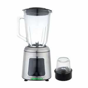آسیاب و مخلوط‌کن دوکاره سارینا SA-103 با بدنه استیل، پنل لمسی و پارچ شیشه‌ای بزرگ